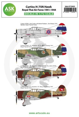 Art Scale 200-D72003 Curtiss H-75N Hawk Royal Thai Air Force 1941-1944 1/72