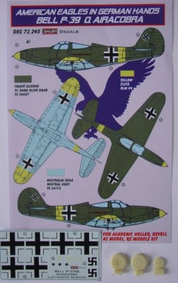 Kora Model DEC72245 Bell P-39Q Airacobra (Luftwaffe serv.) декали декали 1/72