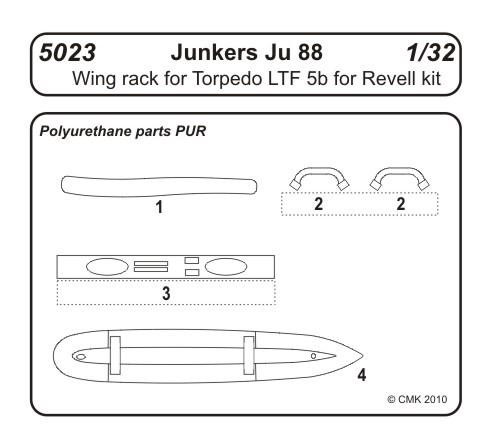CMK 5023 Junkers Ju 88A Wing rack for Torpedo LTF 5b 1/32