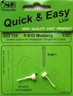 CMK Q32126 P-51D Control column (2 pcs) for HAS/ DRAG. 1/32