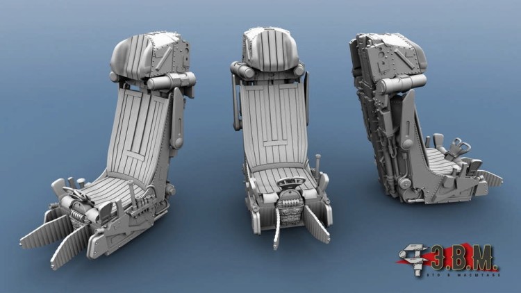 ЭВМ RS48051 Катапультное Кресло для Су-27УБ(GWH) К-36ДМ-2 (2 шт в к-т) подвесная система из ФТД 1/48