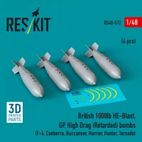 Reskit 48512 1000lb HE-Blast, GP, High Drag (Retarded) 1/48