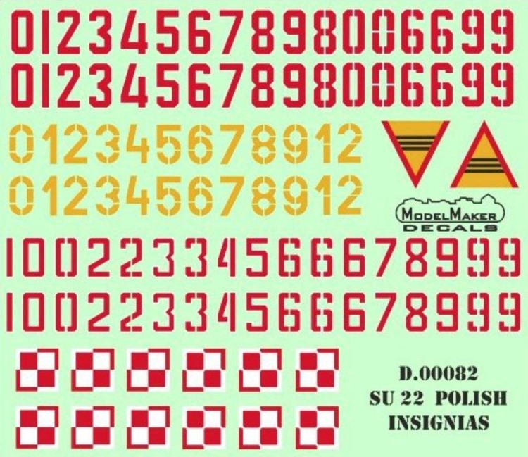 Model Maker Decals D144082 Sukhoi Su-22 Polish insignias 1/144