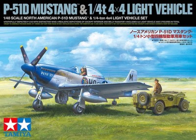 Tamiya 25205 P-51D Mustang &amp; 1/4-ton 4x4 Light Vehicle 1/48