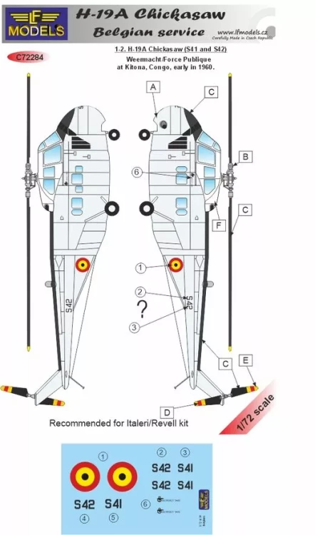 Lf Model C72284 Decals H-19A Chicksaw in Belgian service 1/72