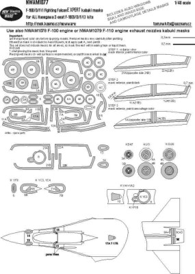 New Ware NWA-M1077 Mask F-16B/D/F/I Fighting Falcon EXPERT (HAS) 1/48