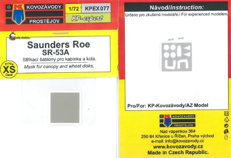 Kovozavody Prostejov EX077 Canopy&wheel mask Saunders Roe 1/72