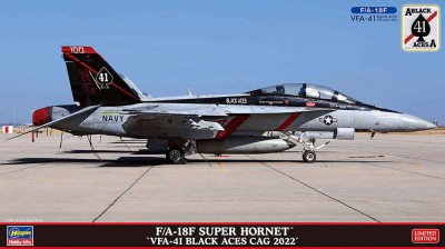 Hasegawa 02429 Истребитель ВМС США F/A-18F SUPER HORNET &quot;VFA-41 BLACK ACES CAG 2022&quot; (Limited Edition) 1/72