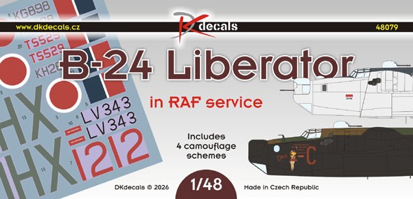 Dk Decals 48079 B-24 Liberator in RAF Service (4x camo) 1/48