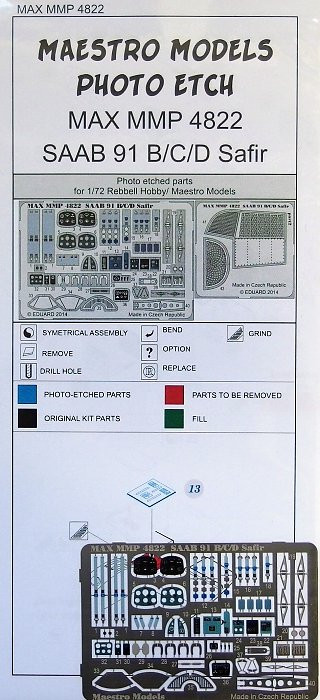 Maestro Models MMCP-4822 1/48 SAAB 91 B/C/D Safir - detail PE set (TARA)