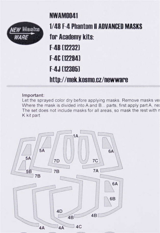 New Ware NWA-M0041 1/48 Mask F-4 Phatnom II ADVANCED (ACAD)