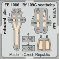 Eduard FE1086 1/48 Bf 109C seatbelts STEEL (MSVIT)