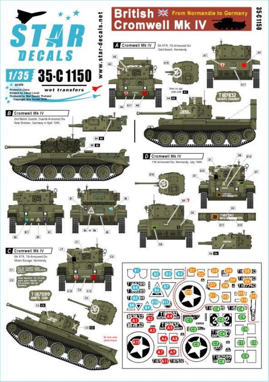 Star Decals 35-C1150 British Cromwell Mk.IV. From Normandie to Germany 1/35