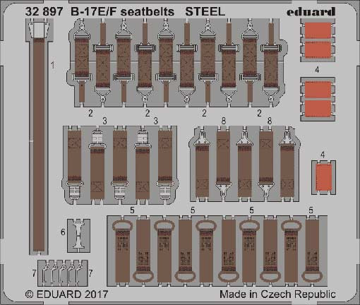 Eduard 32897 B-17E/F seatbelts STEEL 1/32 HKM