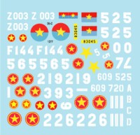 Star Decals 35-C1277 Vietnam # 5. NVA North Vietnamese Tanks and AFVs markings.T-34/85M, SU-100, BTR-50P (AA), PT-76B, ZSU-23-4M SPAAG,M41A3 Walker Bulldog, M37 truck.(Soviet) 1/35
