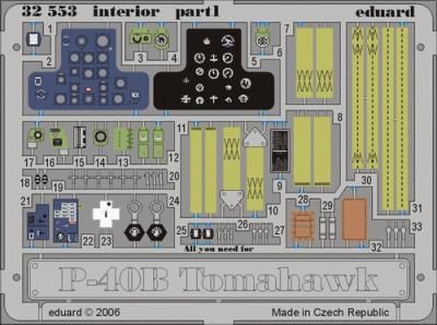 Eduard 32553 P-40B interior TRU