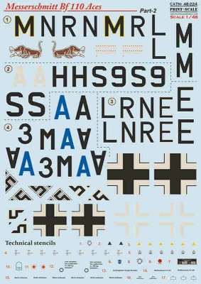Print Scale C48224 Bf-110 Zerstorer - Part 2 (wet decal) 1/48