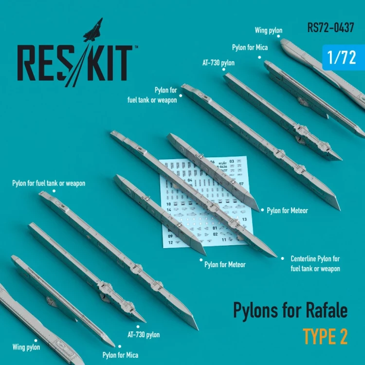 Reskit RS72-437 Pylons for Rafale type 2 1/72