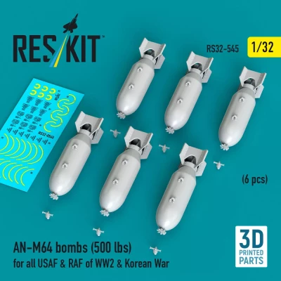 Reskit 32545 AN-M64 bombs 500 lbs. (6 pcs.) 1/32