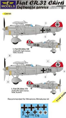 Lf Model C44105 Decals Fiat CR.32 Chirri Luftwaffe Service 1/144