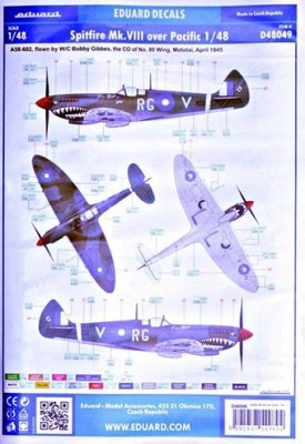 Eduard D48049 Decals 1/48 Spitfire Mk.VIII over Pacific (EDU)
