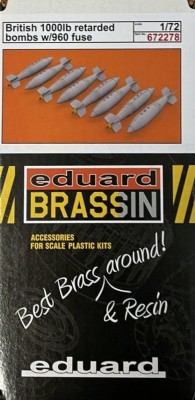 Eduard 672278 BRASSIN Brit.1000 lb retard.bombs w/ 960 fuse 1/72