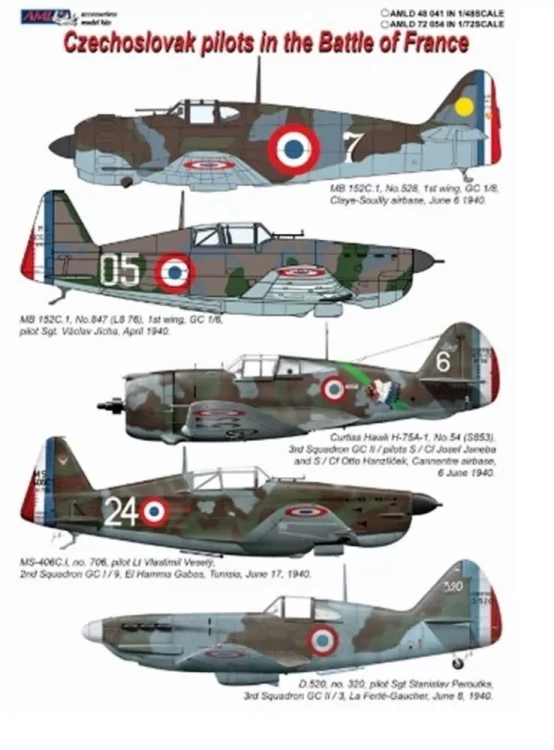 AML AMLD48041 Decals Czechoslovak pilots in the Battle 1/48