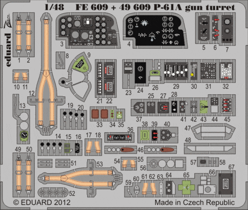 Eduard FE609 1/48 Цветное фототравление для P-61A gun turret S. A.