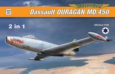 Miniwing Plastic MINI341 Dassault MD.450 Ouragan 2 plastic kits, 3 decals versions, BOXED 1/144