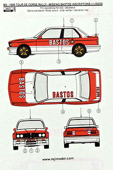 Reji Model 299 BASTOS logo - M3 Rally Tour De Corse 1989 1/24