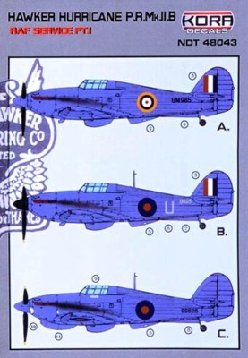 Kora Model NDT48043 H.Hurricane PR Mk.IIB RAF service Pt.1 декали 1/48