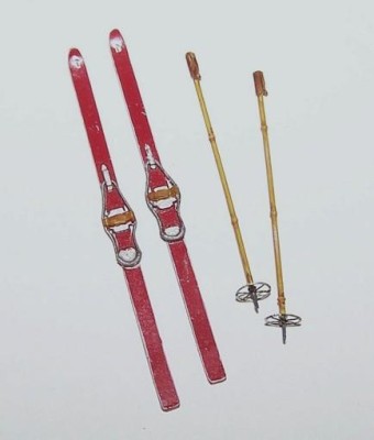 Plus model EL040 Skis with sticks 1:35