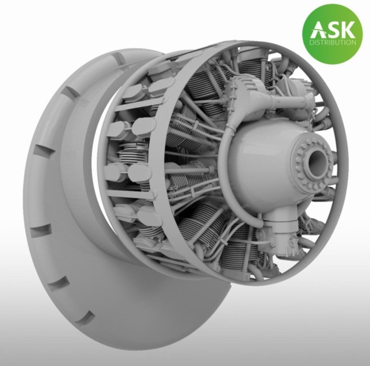 Art Scale 200-A48070 Boeing B-29 Superfortress - Wright R-3350-57 Cyclone , engine x 4 pcs 1/48