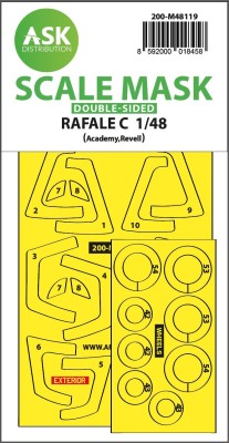 Art Scale 200-M48119 Dassault Rafale C wheels and canopy frame paint masks (inside and outside) 1/48