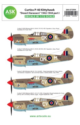Art Scale 200-D72004 Curtiss P-40E Kittyhawk &quot;Desert Harassers&quot; 1942-1944 part I 1/72