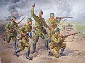 Звезда 8077 Советский пехотный взвод, Курск, 1943 г. 1/72