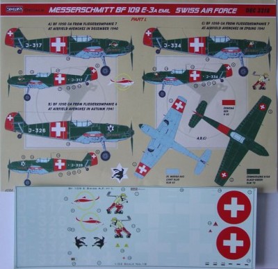 Kora Model DEC3218 Bf 109 E-3A Emil (Swiss AF) Part I. декали 1/32