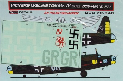 Kora Model DEC72346 V.Wellington Mk.IV early Germany Vol.1 декали декали 1/72