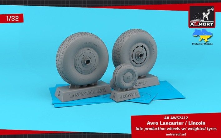 Armory ARAW32412 Avro Lancaster / Lincoln wheels late type with weighted tyres 1/32