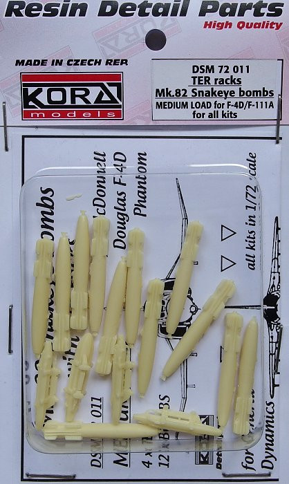 Kora Model DSM72011 TER racks Mk.82 Snakeye bombs (F-4D, F-111A) 1/72