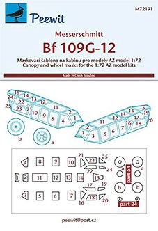 Peewit PW-M72191 1/72 Canopy mask Bf 109G-12 (AZMOD)