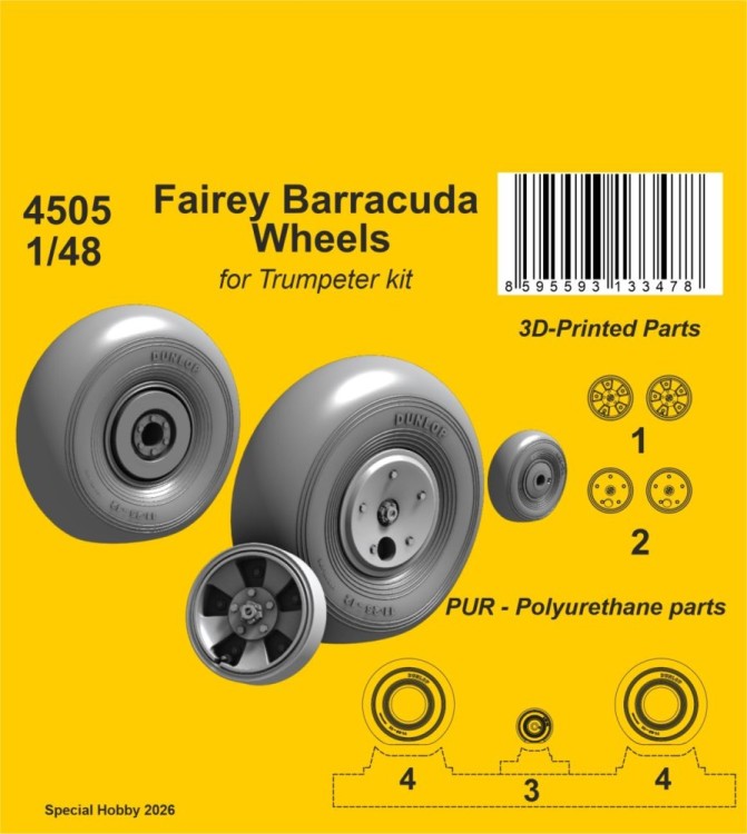 CMK SP4505 Fairey Barracuda Wheels (TRUMP) 1/48