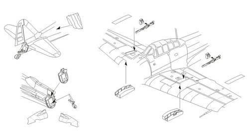 CMK 7254 A6M2 model 21 Zero - Armament set + Tail cone 1/72