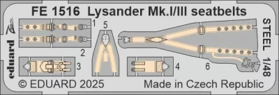 Eduard FE1516 Lysander Mk.I/III seatbelts STEEL (AIRF) 1/48