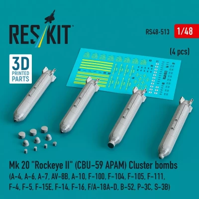Reskit 48513 Mk 20 'Rockeye II' (CBU-59 APAM) Cluster bomb 1/48