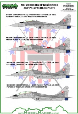 Model Maker Decals D144087 Mikoyan MiG-29 Heroes of Kosciuszko new paint scheme part I 1/144
