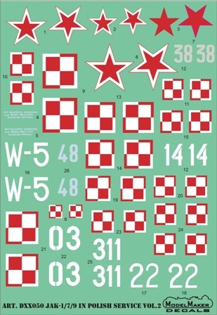Model Maker Decals D72050 Yakovlev Yak-1/Yak-7/Yak-9 in Polish service vol.2 1/72