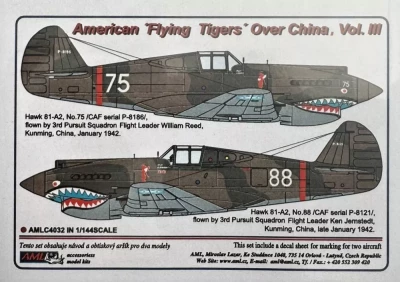 AML AMLC144032 Decals American 'Flying Tigers' o.China Pt.3 1/144