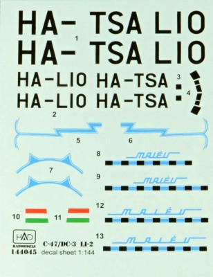 HAD 144045 Decal C-47/Li-2 MALEV (for EAST.EXPRESS kit) 1/144