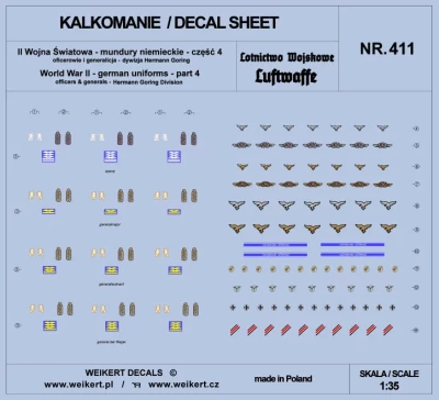 Weikert Decals 411 German Uniforms WWII Hermann Goring div. pt.4 1/35